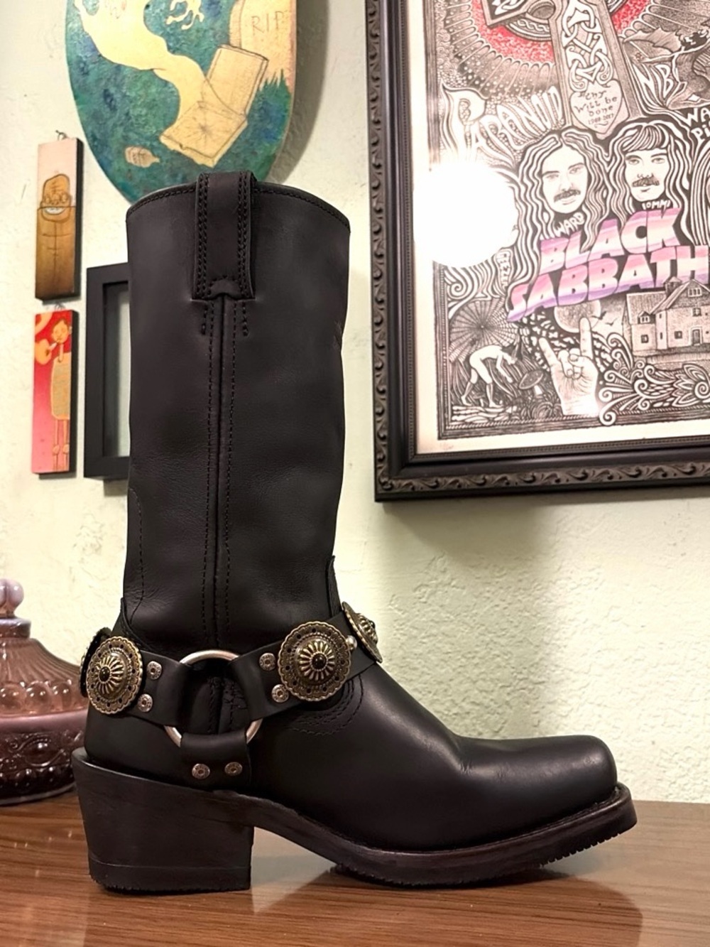 🔥Harley Davidson Hustin Biker Boots w/ Custom Concho Harnesses🔥